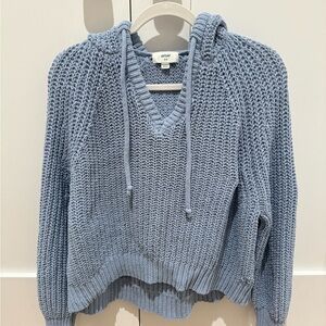 Aerie Blue V-Neck Sweater with Hood